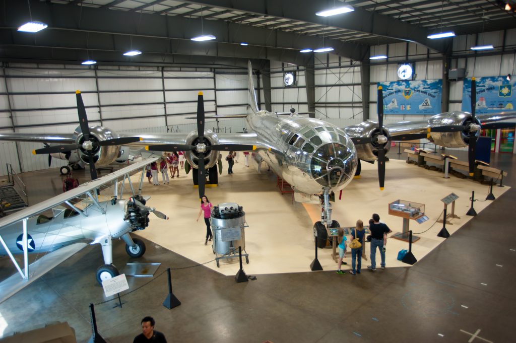 groups of people at an exhibit at the New England Air Museum